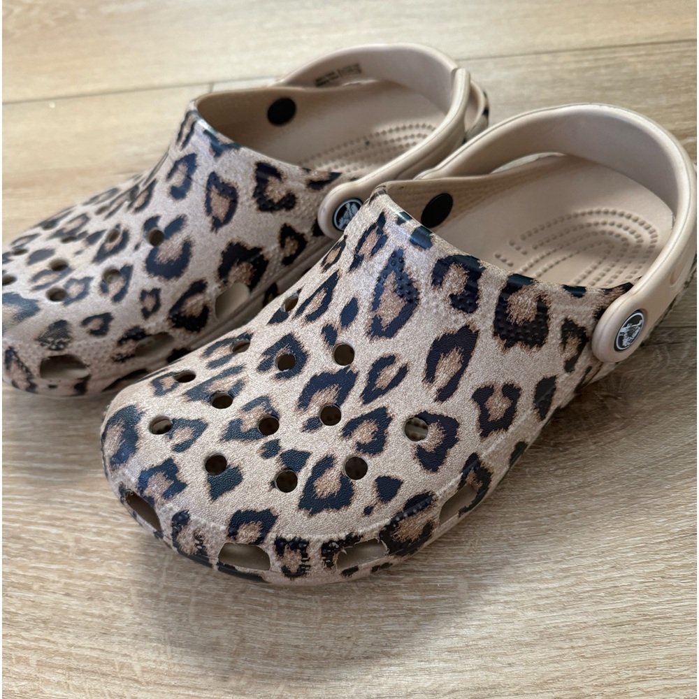 Leopard print crocs